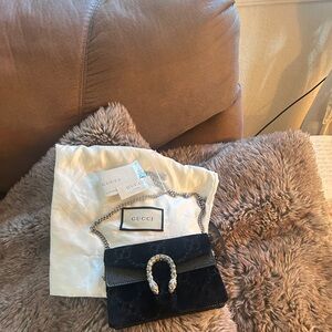 Gucci Black Leather Bag with Silver Accents